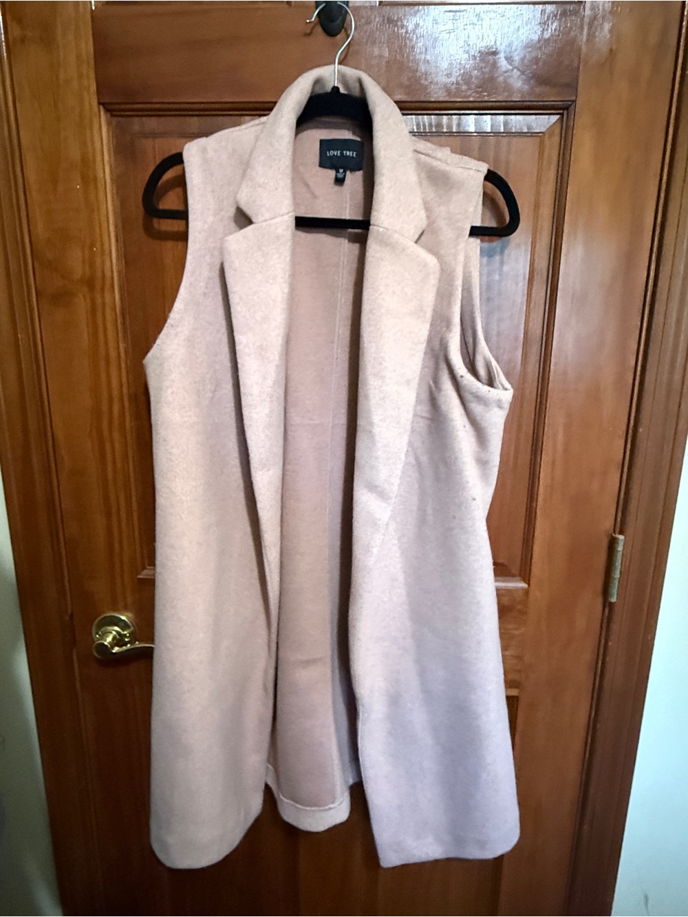 Love Tree Sleeveless Long Vest in Blush Pink